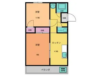 第二幸栄マンション(2K/4階)の間取り写真