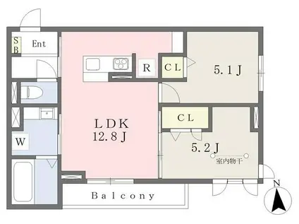 NOIR ET TORTUE(2LDK/2階)の間取り写真
