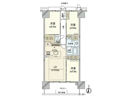 プレミスト岡山ザ・レジデンス(3LDK/16階)の間取り写真