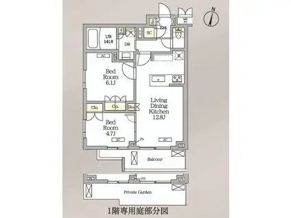 ミレーネ滝野川(2LDK/4階)の間取り写真