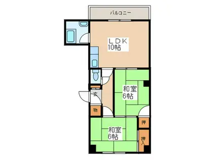 豊水ビル(2LDK/8階)の間取り写真
