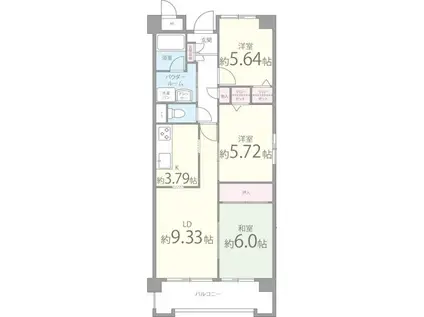 大阪モノレール本線 南摂津駅 徒歩24分 6階建 築24年(3LDK/1階)の間取り写真