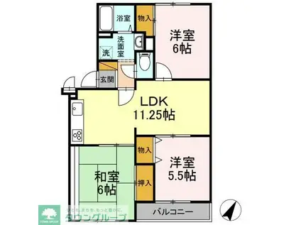 サンモールオガワ(3LDK/2階)の間取り写真