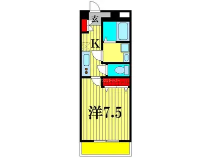 ポワール・K(1K/3階)の間取り写真