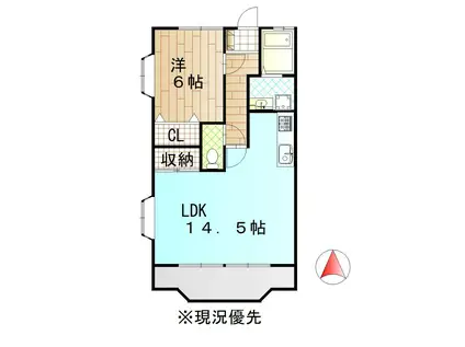 シャルムハイツ(1LDK/2階)の間取り写真