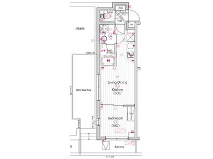 ガーラ・ステーション川崎久地(1LDK/4階)の間取り写真
