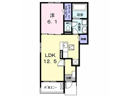 グランディールC-1(1LDK/1階)の間取り写真