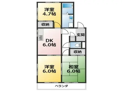 ヴィラ東山A(3DK/2階)の間取り写真