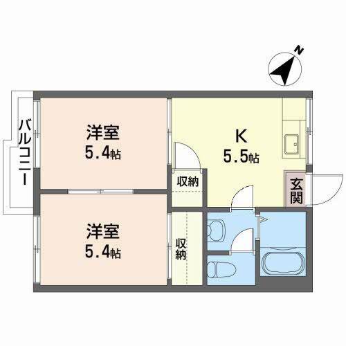 フォーブルアオト(2K/2階)の間取り写真