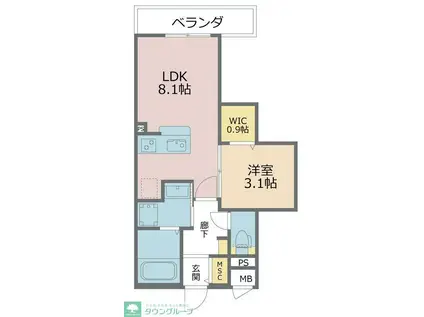 グランデクラッセ新都心(1LDK/2階)の間取り写真