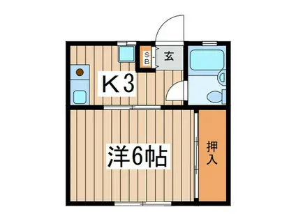 シャングリラ壱番館(1K/1階)の間取り写真