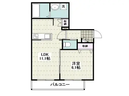 パインヒルズ ウエスト(1LDK/2階)の間取り写真