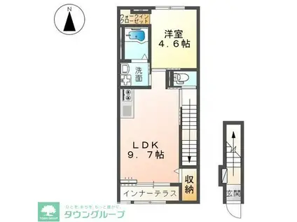 リアン・III(1LDK/2階)の間取り写真