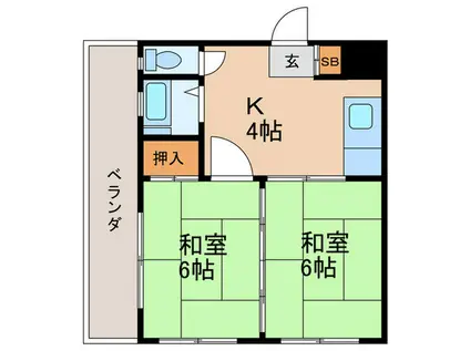 中丸メゾン(2K/2階)の間取り写真