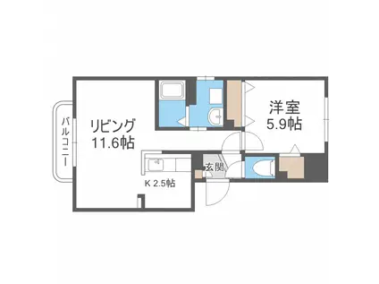 ファインディ西町(1LDK/1階)の間取り写真