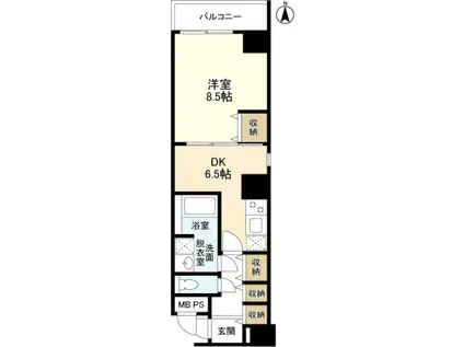 プルミエール南本町(1DK/8階)の間取り写真