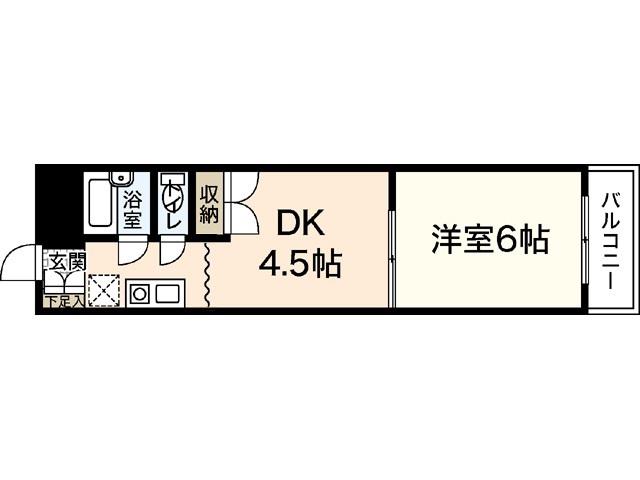 北川ビル(1DK/3階)の間取り写真