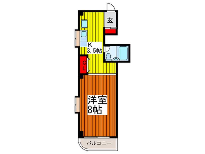 ベルハイム(1K/1階)の間取り写真