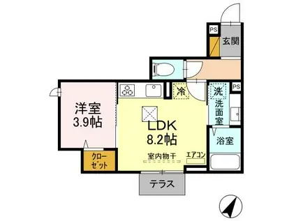 D-ROOM稲毛東(1LDK/1階)の間取り写真