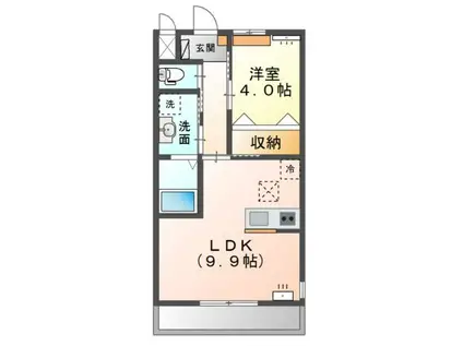 SUNS HILL II(1LDK/1階)の間取り写真