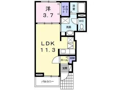 セロリー(1LDK/1階)の間取り写真