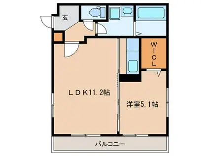 ルノン姪浜(1LDK/2階)の間取り写真