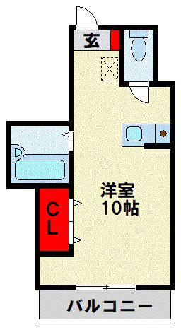 陣山ハイマート(ワンルーム/2階)の間取り写真