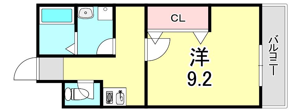 ヴァンクール高東町(1K/2階)の間取り写真