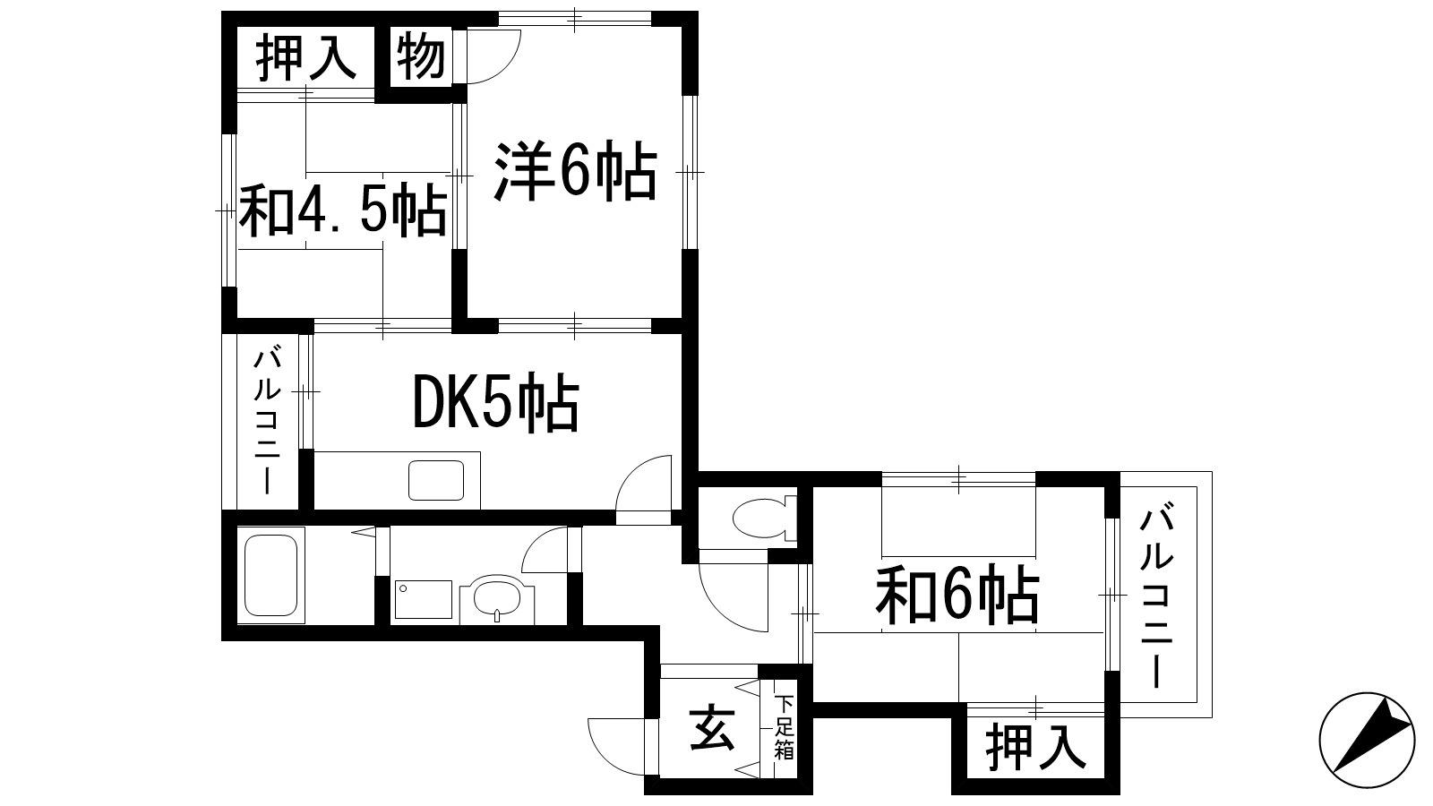 レジデンス宝塚(3DK/2階)の間取り写真