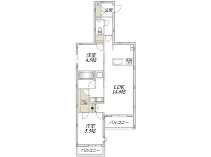 豊玉中2丁目メゾン(2LDK/3階)の間取り写真