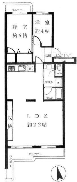 けやきが丘15号棟(2LDK/2階)の間取り写真