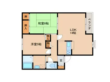 PAL大安寺(2LDK/2階)の間取り写真