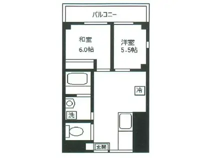 ハイネス多摩川(2DK/4階)の間取り写真