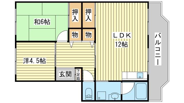 八丈岩マンション(2LDK/2階)の間取り写真