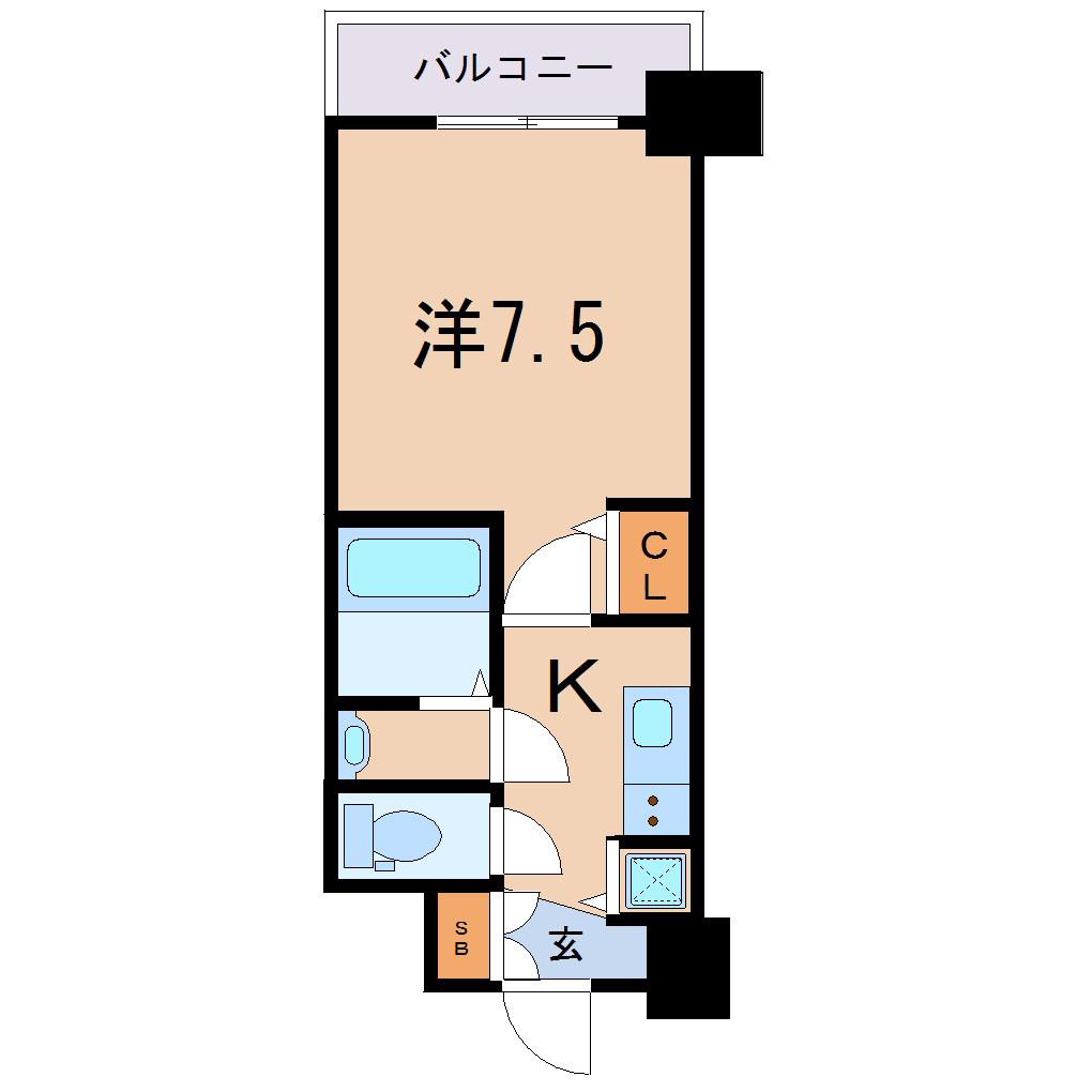 ディームス江坂(1K/2階)の間取り写真