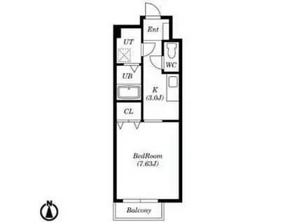アンフィニ大澤 AB(1K/1階)の間取り写真