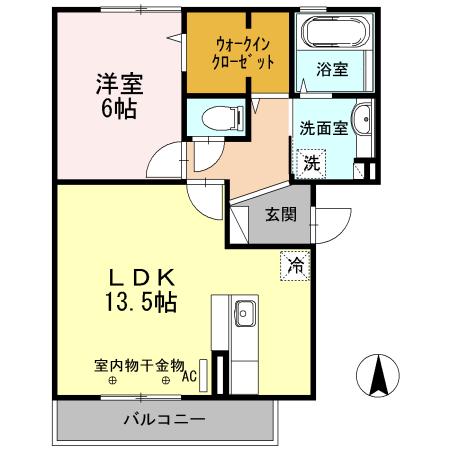 エスペランスIA棟(1LDK/3階)の間取り写真