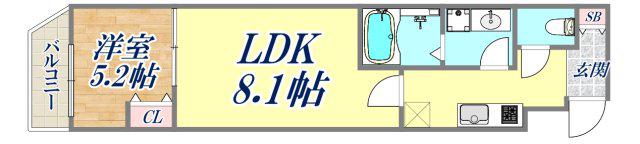 パークス神戸(1LDK/2階)の間取り写真