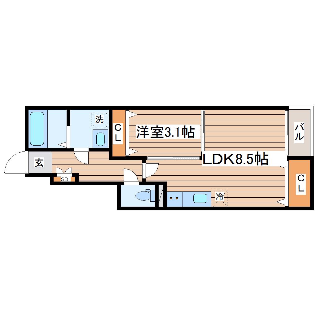 リエールI(1LDK/1階)の間取り写真