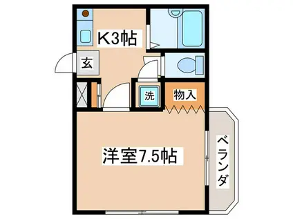 玉学サイドパレス5(1K/2階)の間取り写真