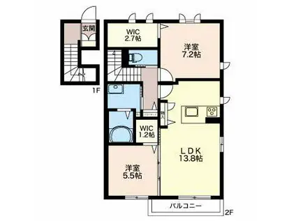 グローリーフォレスト C棟(2LDK/2階)の間取り写真
