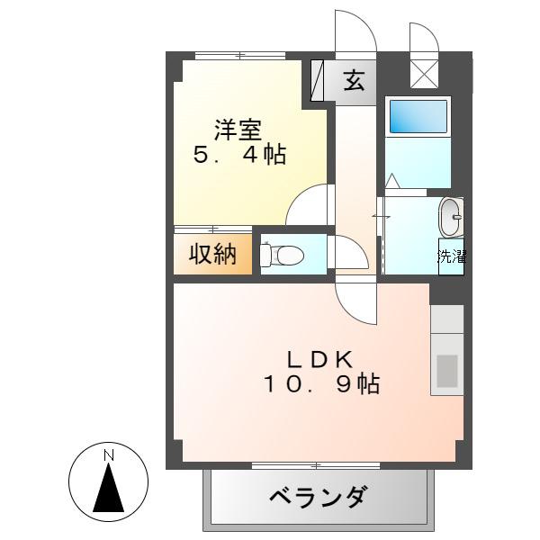 シャンドールカモノII(1LDK/1階)の間取り写真