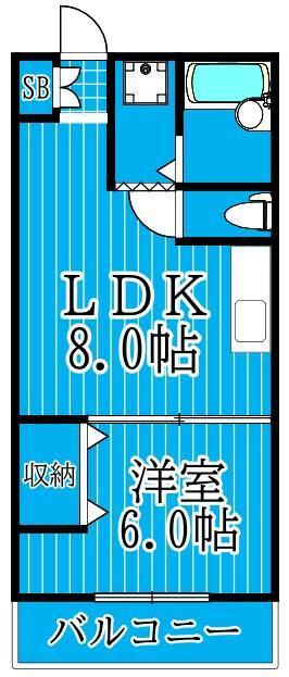 シャトー中原 女性限定(1LDK/2階)の間取り写真