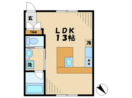 ブランシュール(ワンルーム/1階)の間取り写真