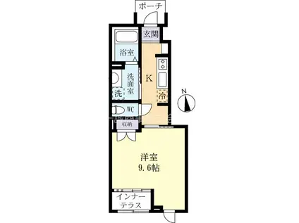 エルハーベンII(1K/1階)の間取り写真