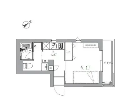 GRANDUO祖師谷(1K/2階)の間取り写真
