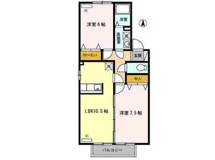 シャルマン・ロージェB・C(2LDK/2階)の間取り写真