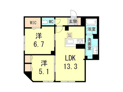 SHA MAISON NICASIO行基(2LDK/1階)の間取り写真