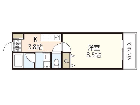 RIDERE廿日市(1K/1階)の間取り写真