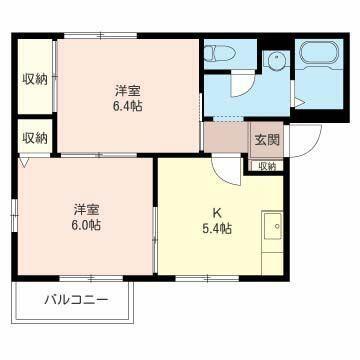ドヌール石原B(2K/1階)の間取り写真